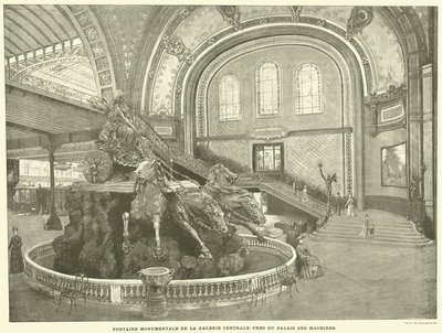 Monumental Fountain of the Central Gallery, nær Maskinpaladset (gravering) af French School