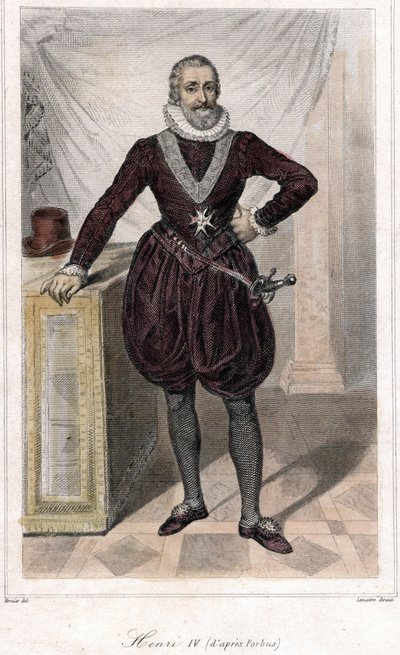 Fodportræt af Henri IV (1553 - 1610) med et sværd. af French School