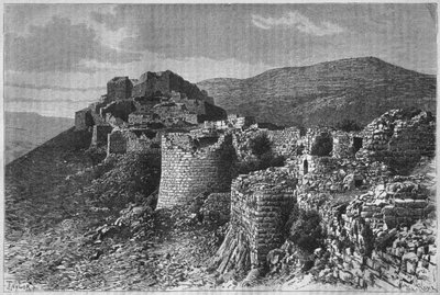 Baniyas fæstning, fra Syrien i dag. Rejser i Fønikien, Libanon og Judæa. 1875-1880 af Louis Charles Emile Lortet, 1884 (bw gravering) af French School