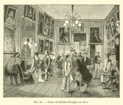 Foyer i Theatre-Francais i 1855 af French School
