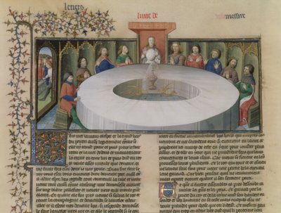Fr.120 f.524v Ridderne af det runde bord fra The Story of Lancelot, fra La Quite de Saint Graal af French School