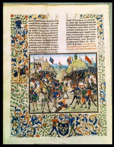 Fr 2643 f.165v Slaget ved Crecy fra Hundredårskrigen, fra Froissarts Chronicle, 24. august 1346 af French School