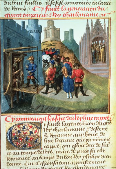 Fr 6465 f.165v Hugues Capet, hertug af Frankrig og biskop Asselin af French School