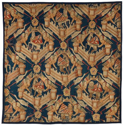 Fragment af et heraldisk gobelin forestillende våben fra Beaufort, Turenne og Comminges, lavet i Paris eller Arras (uld) af French School