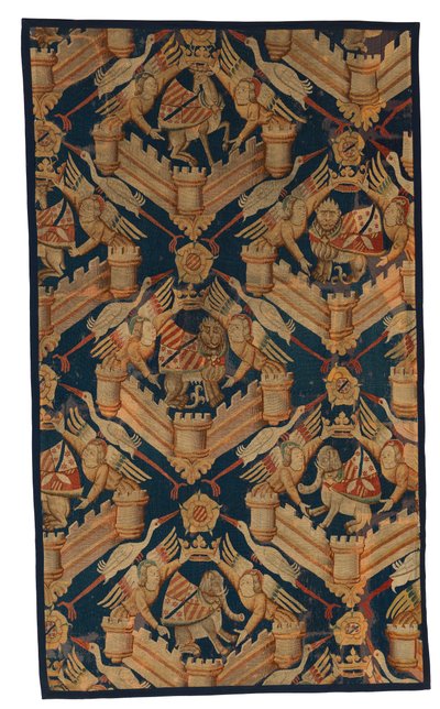 Fragment af et heraldisk gobelin forestillende våben fra Beaufort, Turenne og Comminges, lavet i Paris eller Arras (uld) af French School