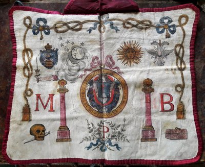 Gratis murværk: forklæde i læder af frimurermester dekorerer symboler og emblemer franc murere af French School