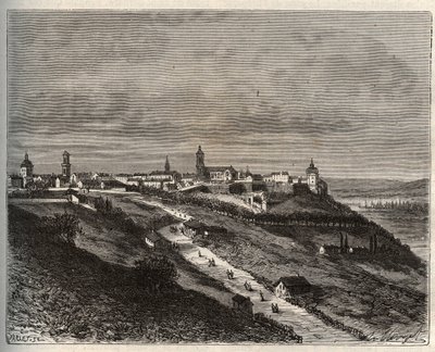Frankrig, Champagne-Ardenne, Haute-Marne (52), Langres - indgravering i “La France illustrée: geografi, historie, statistisk administration” af V.-A. Malt brun. 1884 af French School