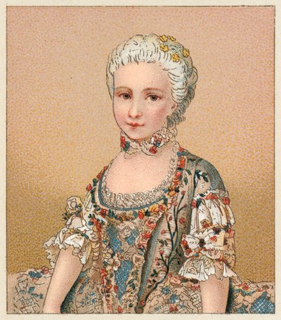 Frankrig XVIII. århundrede kostume af French School