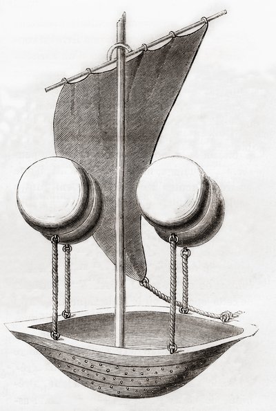 Francesco Lana de Terzis flyvebådskoncept c.1670, fra 