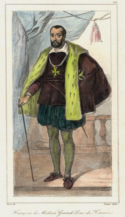 Francesco de Medici (Francis de Medicis), storhertug af Toscana (1541 - 1587) far til Maria af Medici. Gravering 1800-tallet. af French School