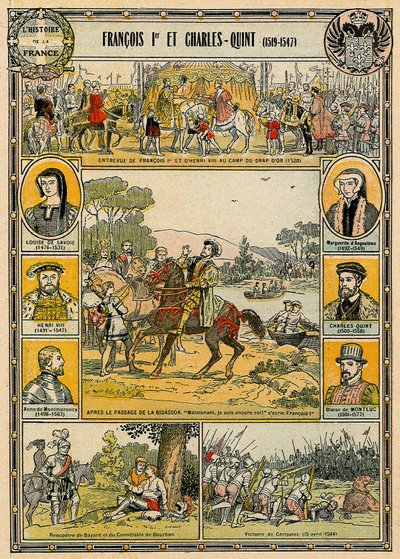 Frans I af Frankrig og Charles V, hellig romersk kejser, illustration fra 