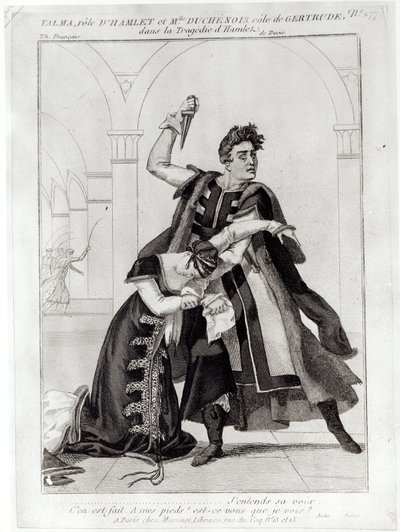 Francois-Joseph Talma (1763-1826) som Hamlet og Mademoiselle Duchenois som Gertrude, i Shakespeares 
