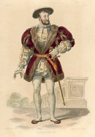 Francois Premier (farvet gravering) af French School