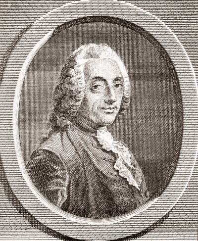 François-Augustin de Paradis de Moncrif, 1687-1770. fransk forfatter og digter. Fra Les Heures Libres udgivet 1908. af French School