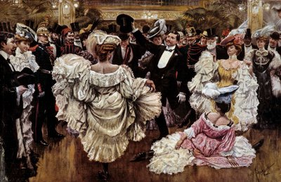 Franske Cancan-dansere under et show i en kabaret, begyndelsen af det 20. århundrede (print) af French School