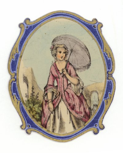 Fransk dame med parasol af French School
