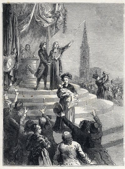 Franske Revolution - Fete de la Federation i Strasbourg af French School