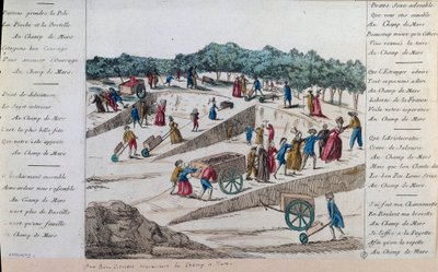 Den franske revolution: arbejderne på Champs de Mars i 1789 i Paris. Paris, Musee Carnavalet af French School