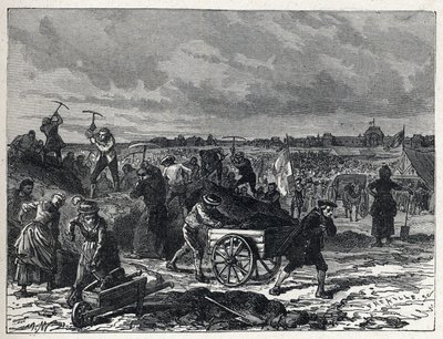 Franske revolution: værker fra Champs de Mars (Champs-de-Mars) i Paris, for at forberede sig til Fete de la Federation i 1790. af French School