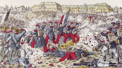 Franske tropper omringet af den preussiske hær i slaget ved Sedan, 31. august 1870 af French School
