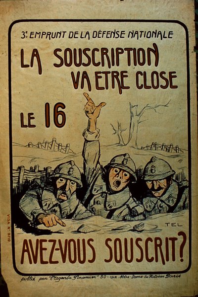 Fransk WWI War Bonds plakat, 1914-18 af French School