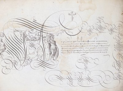 Fransk kalligrafi: Skriftens have af Robert Vignon omkring 1600. Historisk bibliotek i byen Paris. af French School