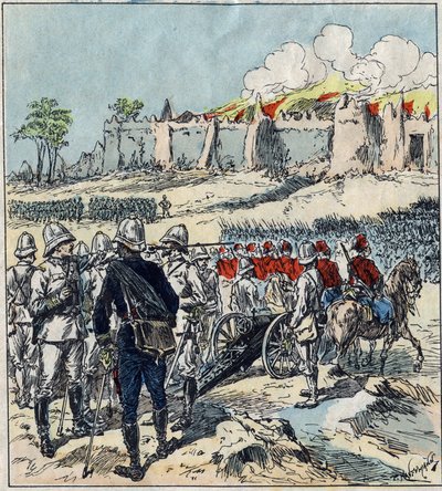 Fransk ekspedition til Dahomey (nuværende Benin). General Dodds danner sine angrebskolonner før Abomey af French School