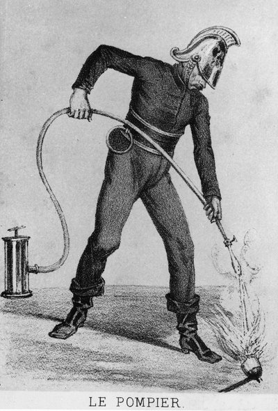 Fransk brandmand ca. 1866 - tegning, Bibl. des Arts deco. af French School