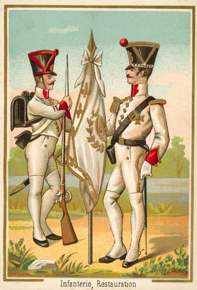 Fransk infanteri af restaureringen (chromolitho) af French School