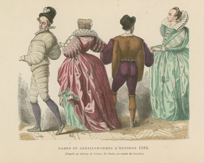 French ladies and gentlemen of c1584  af French School