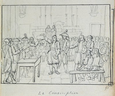 Fransk revolution: værnepligtsscene i Bretagne i 1793. Paris, Musee Carnavalet af French School