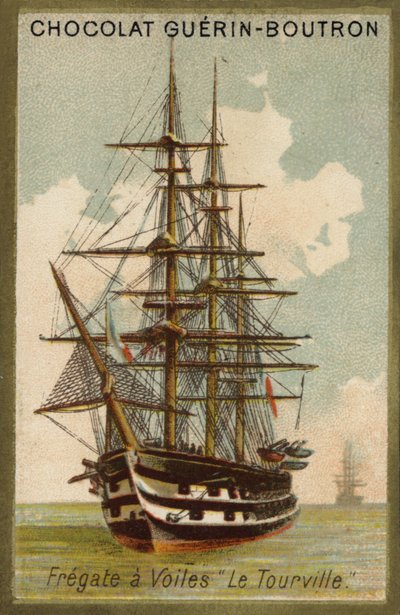 Fransk sejlfregat Tourville (chromolitho) af French School