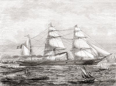 Fransk dampdrevet transatlantisk linjeskib Pereire (1866-1888), fra Les Merveilles de la Science, pub.1870 af French School