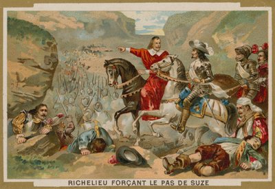 Franske tropper under kommando af kardinal Richelieu tvinger passet ved Suza, Savoyen, 1629 af French School