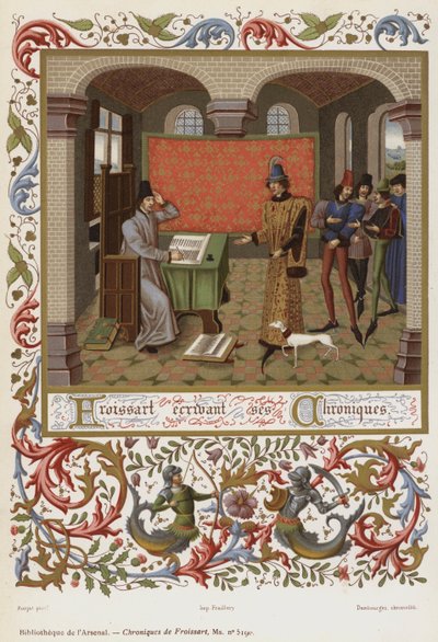 Froissart skriver sine krøniker (chromolitho) af French School