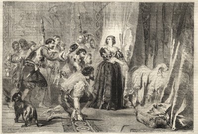Fronde - Folket kræver at se kongen: Paris, Palais Royal, 9. februar 1651 - Fronde: natten til 9. februar 1651, på Palais Royal, viser Anne af Østrig (1601-1666) Ludvig XIV, kendt som Le Kong Soleil (Kong Soleil eller Ludvig den Store af French School