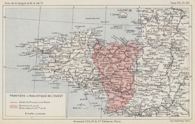 Vestlig sproglig grænse (farvelitografi) af French School