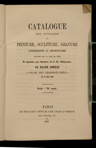 Frontispice til kataloget for Salon des Refuses, 1863 af French School