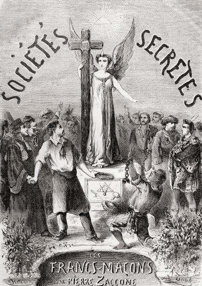 Frontispice fra Societes Secretes, les Francs Macons, udgivet c.1867 af French School