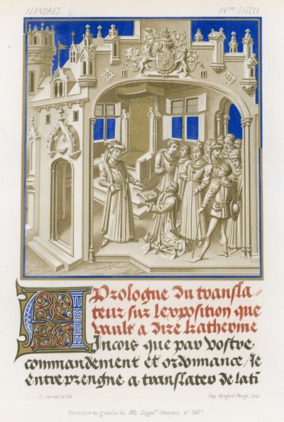 Frontispice i grisaille af et manuskript af French School