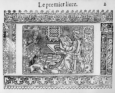 Frontispice til den første bog om Utopia af Thomas More (1478-1535) af French School
