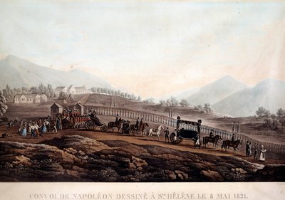 Funebre-konvoj fra Napoleon I (1769-1821) til Sainte Helene den 8/05/1821 Stik omkring 1830 Ile d