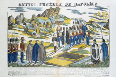 Napoleon-le-Grand Bonapartes (1769-1821) begravelseskonvoj på øen Sainte-Helene. Billede af Epinal af French School