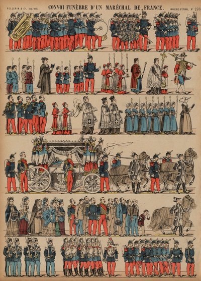 Begravelsesoptog af en marskal af Frankrig (farvet gravering) af French School
