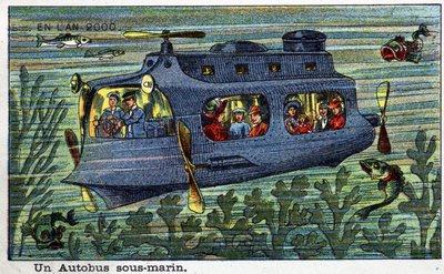 Futuredays: A Nineteenth Century Vision of the Year 2000 Series: A Underwater Bus. Kromolitografi af Villemard af French School