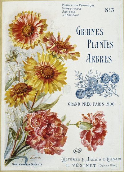 Gaillardes og nelliker - Forside af magasinet "Seeds Plants Trees", nr. 3 af French School