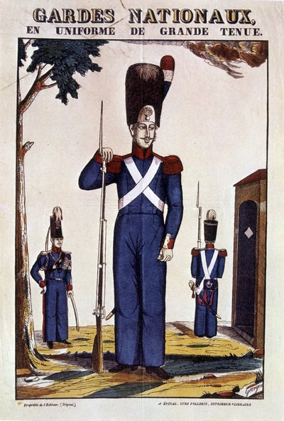 Nationalgarden i uniform af stor påklædning - billede fra Epinal af Georgin, red. Pellerin af French School