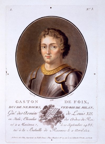Gaston de Foix, Duc de Nemours, fra Portraits of Great Men, Illustrious Women, and Memorable Subjects of France, udgivet 1787-92 af French School