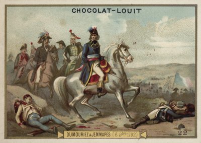General Dumouriez i slaget ved Jemappes, 6. november 1792 af French School