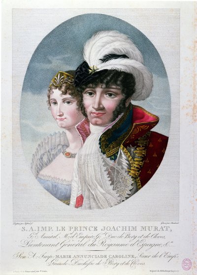 General Joachim Murat (ca. 1767-1815) og hans kone Caroline Bonaparte (1782-1839) af French School